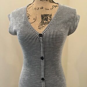 Black & White Button-Down Midi Dress